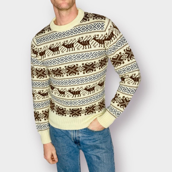 80s Christopher Rand cream sweater with Elk - Picture 2 of 7